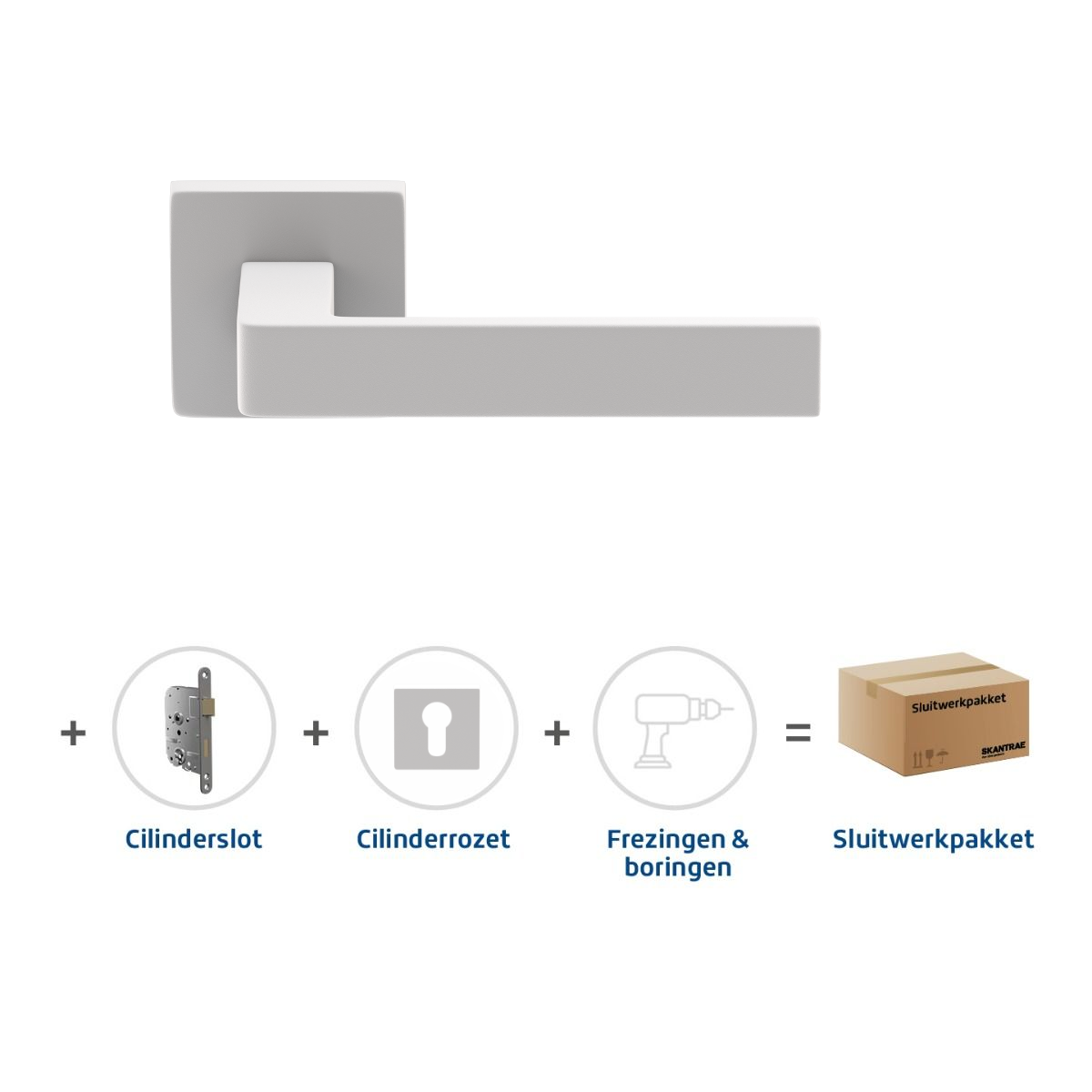 Sluitwerkpakketten met Deurkruk Quadrate 28 Regular Wit